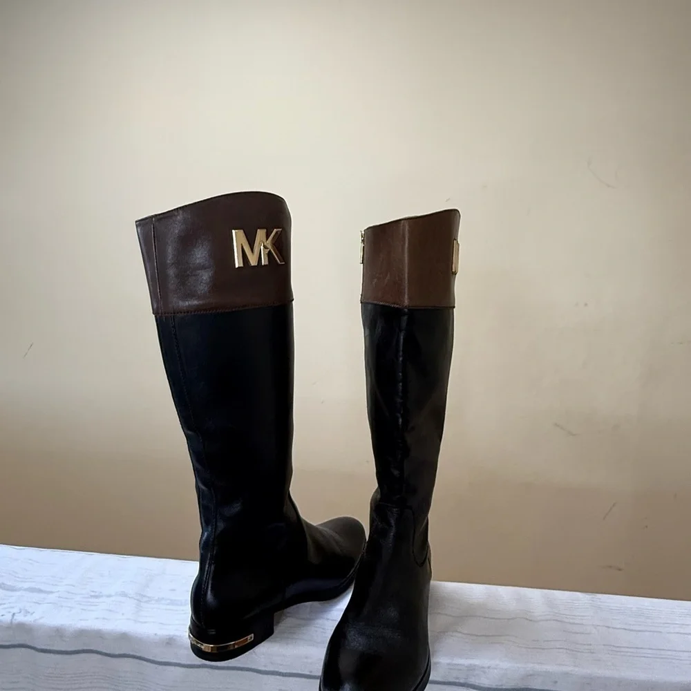 Michael Kors Black and Brown Over the Knee Boots
